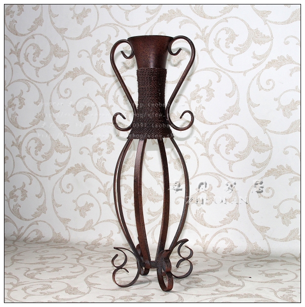 美式乡村铁艺花瓶镂空摆设桌面