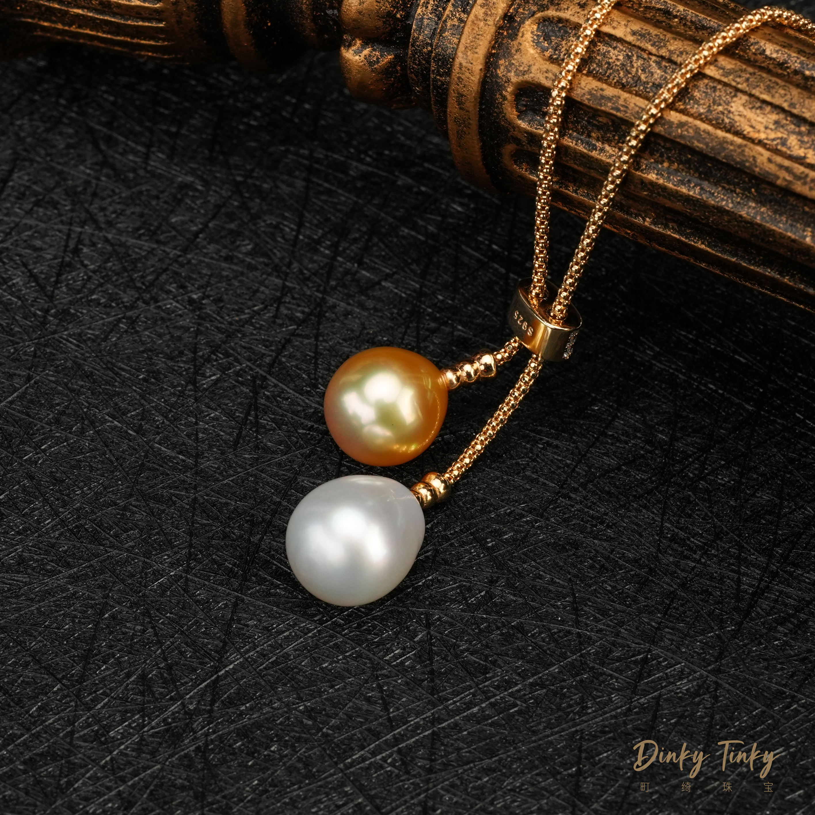 【TINKY】S925银金珠+澳白调节项链 DSL1120