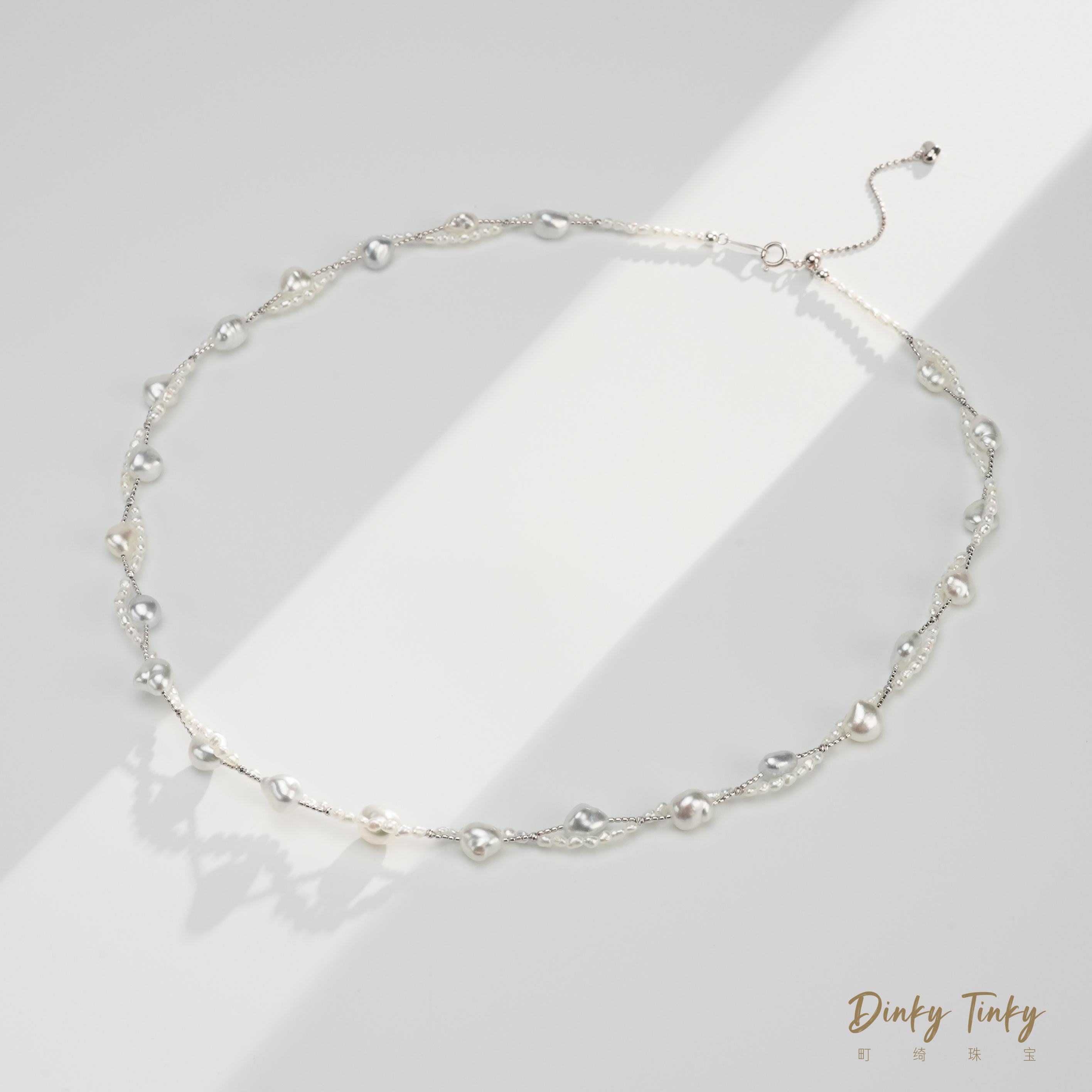 【DINKY】18K澳白keshi缠绕项链 DSL977