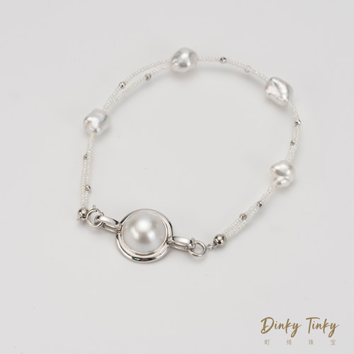 18k澳白keshi马贝扣手链