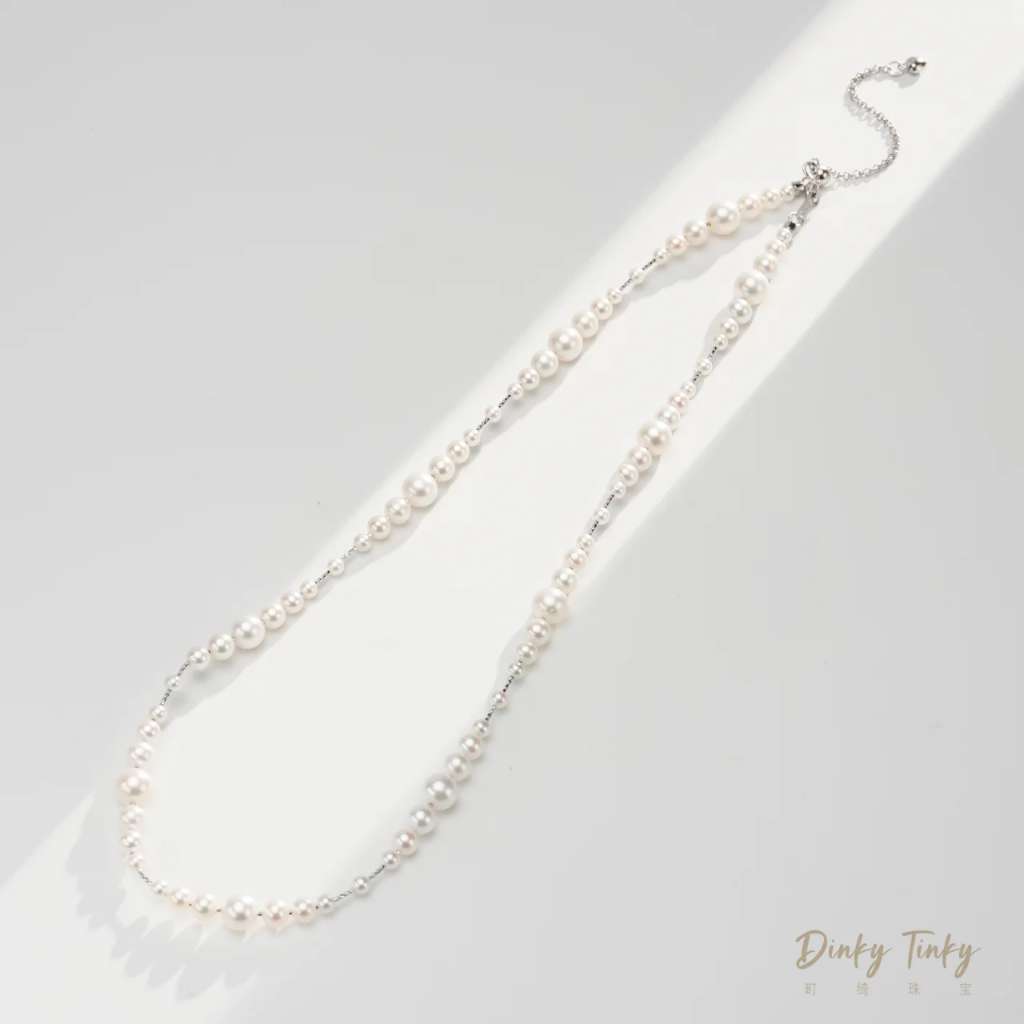 s925淡水ak渐变项链@@DFL272