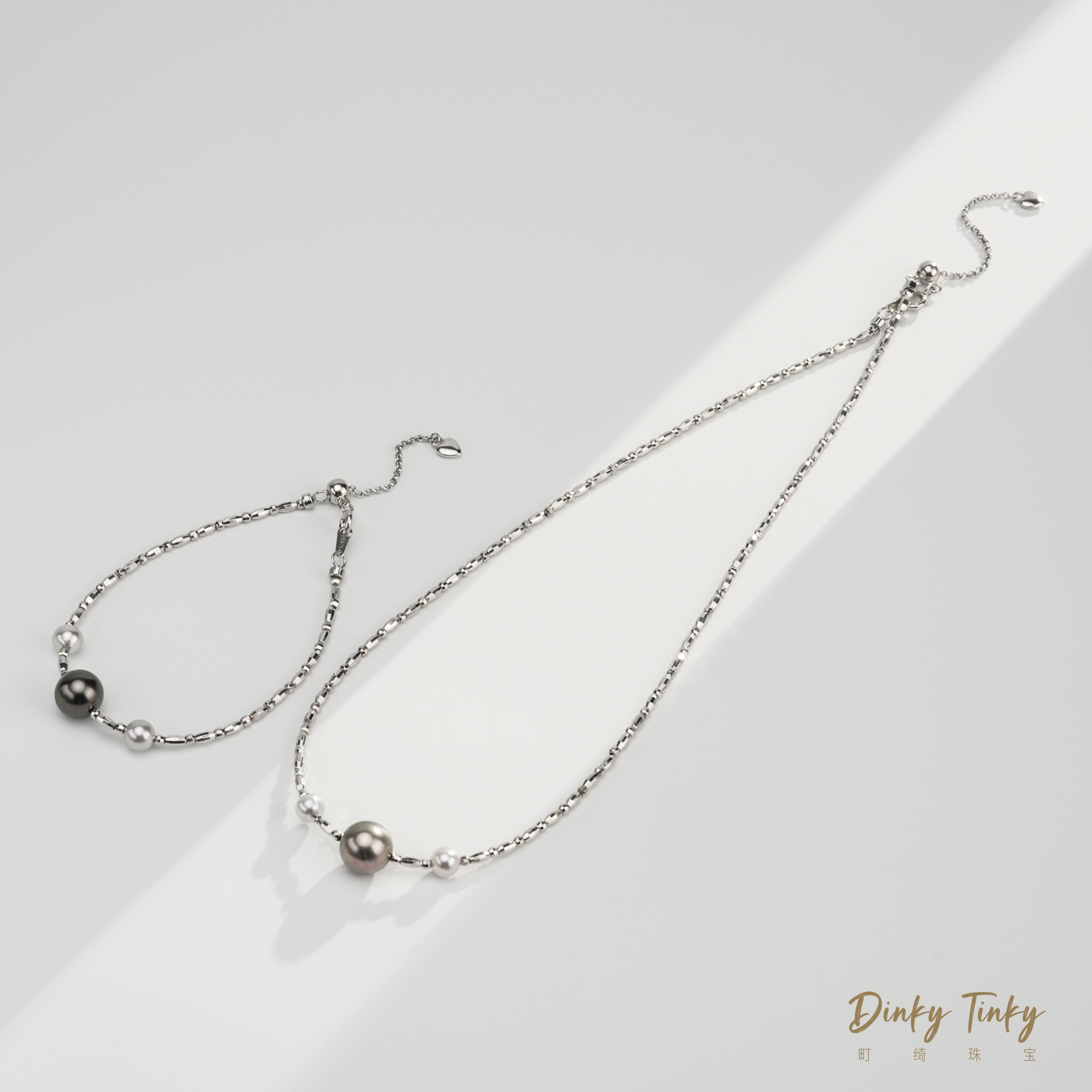 【TINKY】S925银大溪地9-10路路通项链+手链 DSL1005