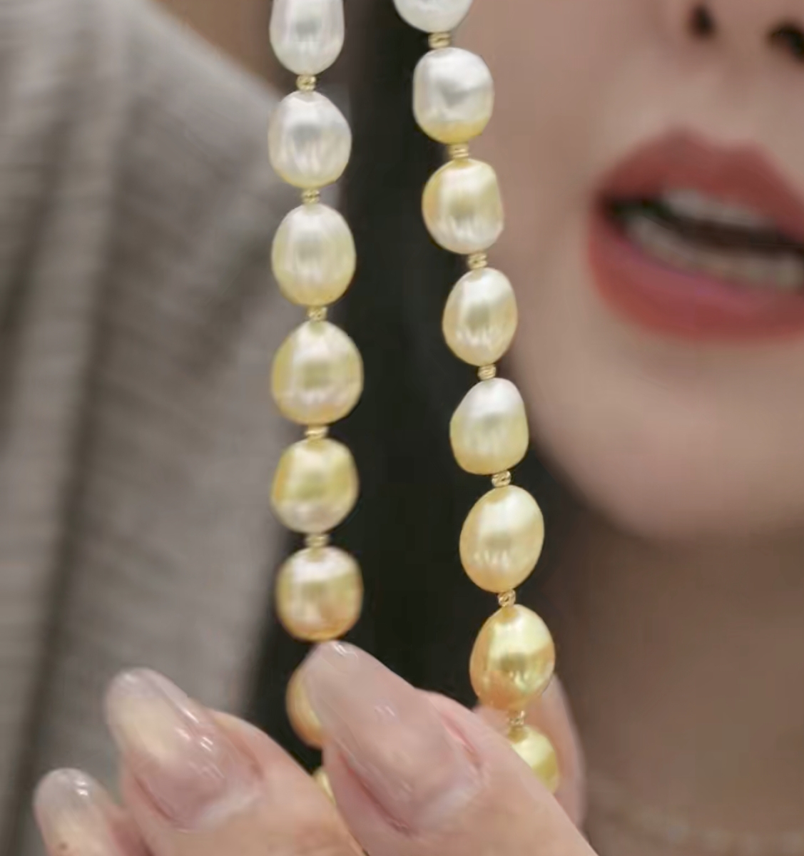 18k海水澳白金keshi项链@@DSL1162