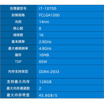 英特尔cpu8核16线程TDP65W