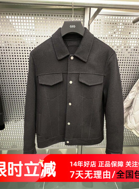 部分现货GXG男装商场同款黑色翻领短款羊毛大衣冬季新GEX10630174