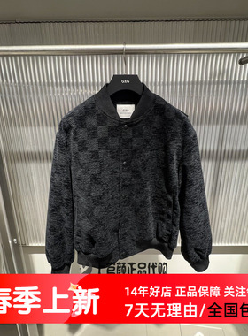 GXG男装商场同款格纹暗纹棒球领夹克男通勤外套25冬季 G25A214041