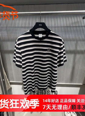 GXG男装 黑色条纹圆领T恤短袖针织上衣2026春季新品潮 G26A441002