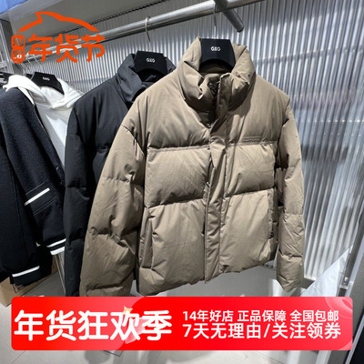 GXG男装立领咖色黑色短款羽绒服