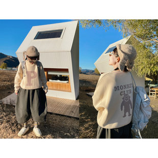 猴子家原创定制~冬季高密度紧实精梳棉提花百搭毛针织衫圆领毛衣