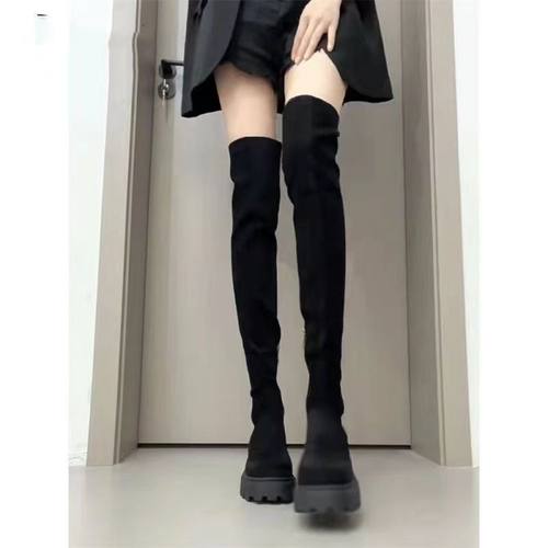 方头长靴厚底过膝靴女骑士靴