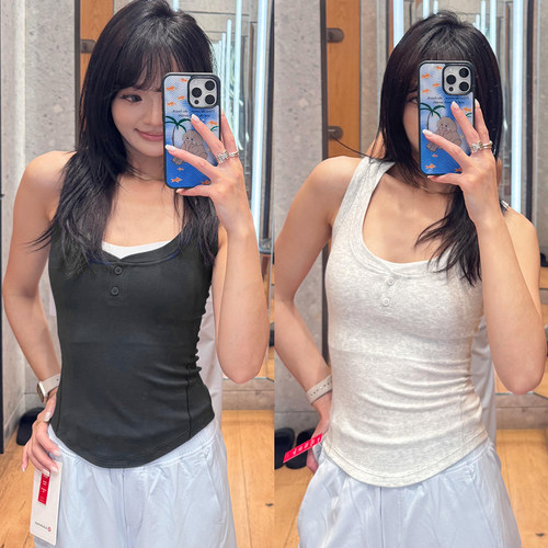 正确版！26夏季新款Hold Tight女士紧身剪裁亨利领背心莫代尔无袖