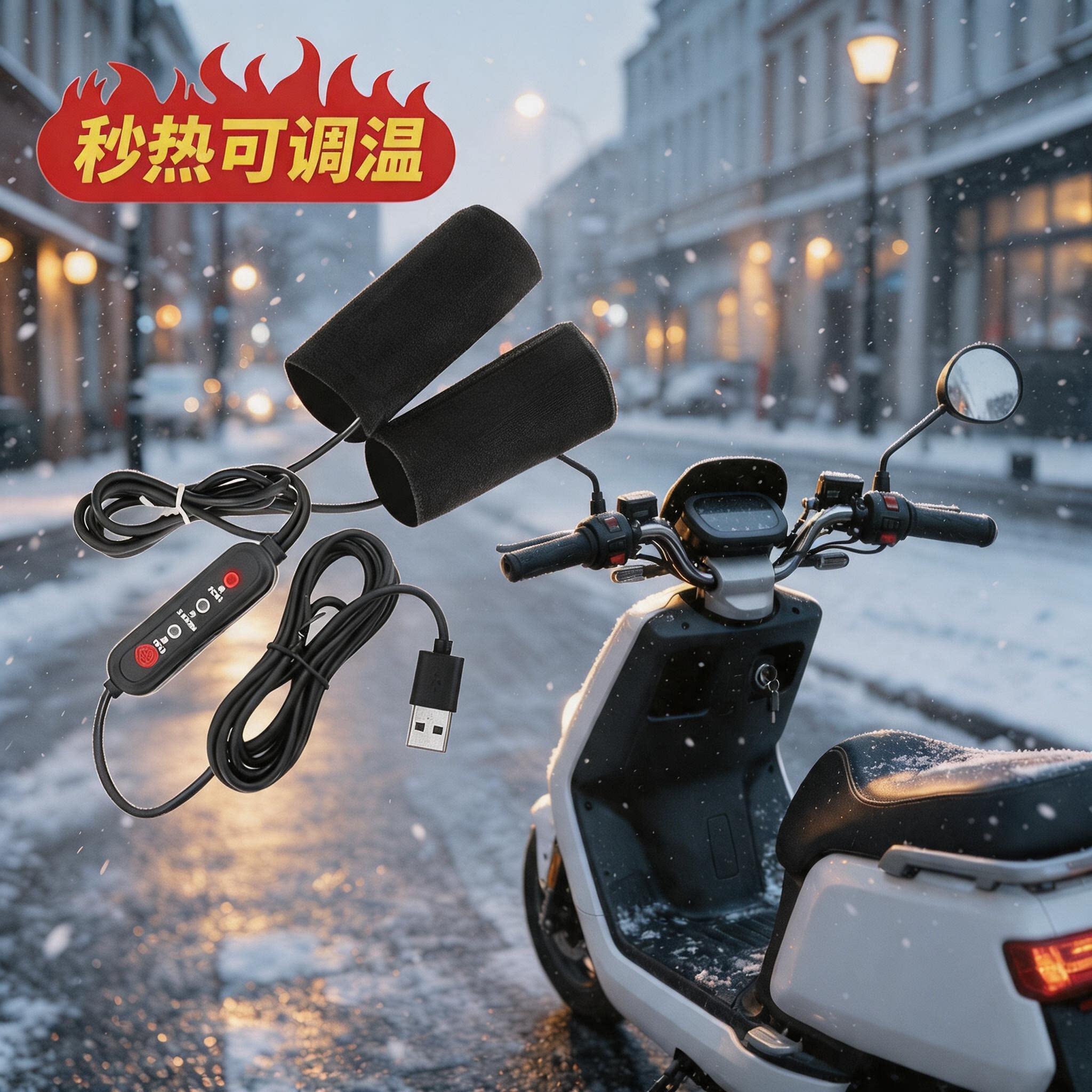 冬季USB电热把手充电加热手把套电动电瓶车手把加热器摩托车暖手