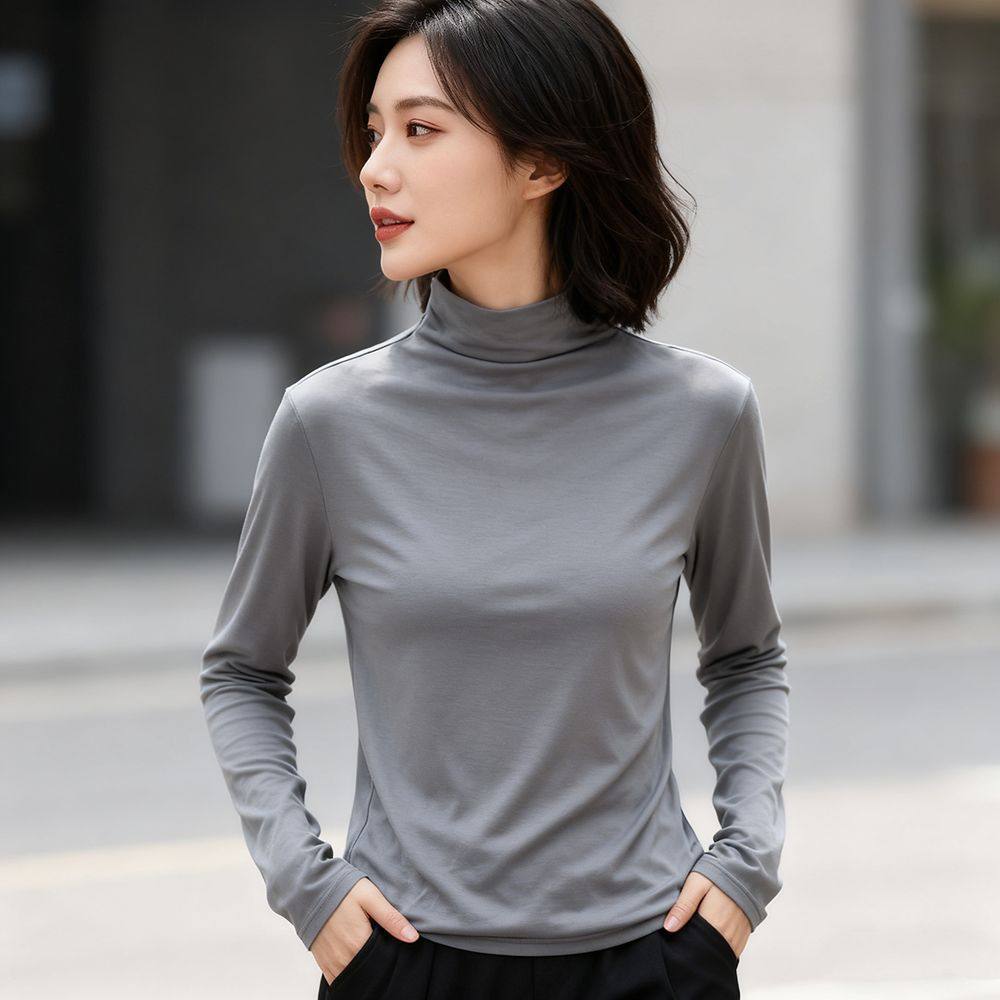 胖mm半高领打底衫女秋冬春季新款加肥加大码高弹柔软长袖T恤200斤,女装/女士精品,大码内搭,淘宝优惠券,粉丝福利购,淘宝优惠卷