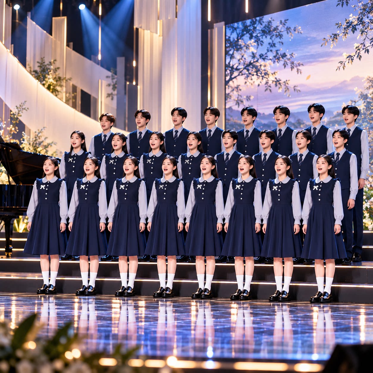中小学生艺术节合唱服套装连衣裙演出服女童晚礼服男童朗诵表演服