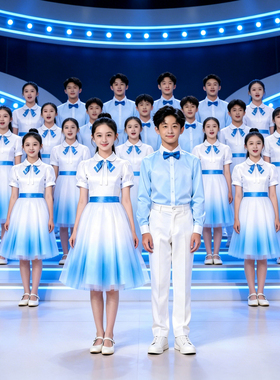 中学生合唱朗诵演出服 男童女童礼服套装 舞台表演走秀晚会服
