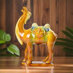 洛阳唐三彩陶瓷骆驼工艺品博物馆文创伴手礼国风瓷器装饰桌面摆件