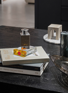 环保建筑外立面真书艺术黑米白灰颜色硬壳精装简约现代陈设摆件