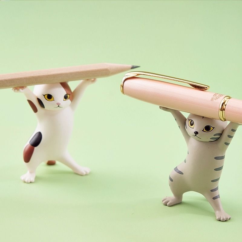 万物皆可举ins日系妖娆猫笔托学生可爱桌面摆件猫咪笔架创意礼物