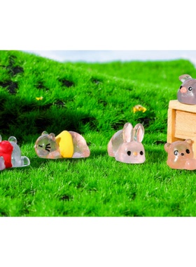 树脂夜光趴趴卡通动物 立体小动物DIY饰品配件仿真创意桌面小摆件