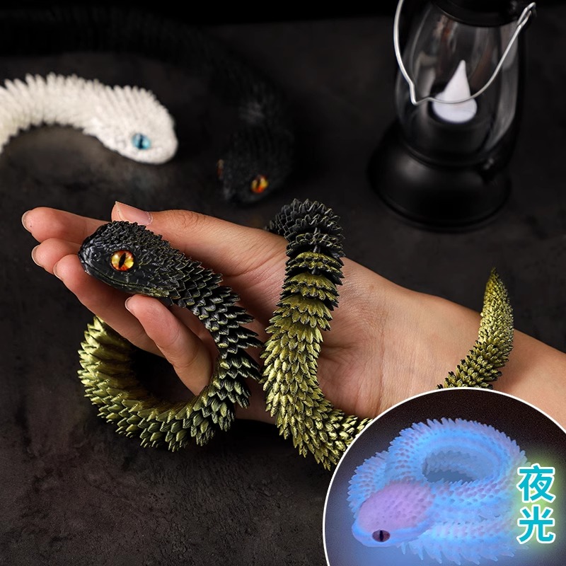 3d打印蝰蛇玩具模型夜光全身关节可动仿真动物儿童玩具造景摆件