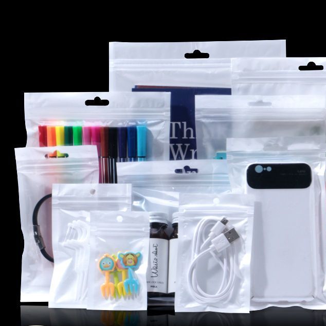 珠光膜阴阳骨袋半透明自封袋塑料袋渔具配件饰品包装袋白色定制