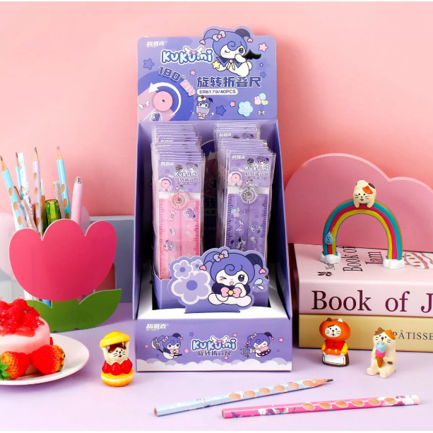 新款折叠尺30公分直尺可爱卡通儿童学生透明直尺塑料尺子