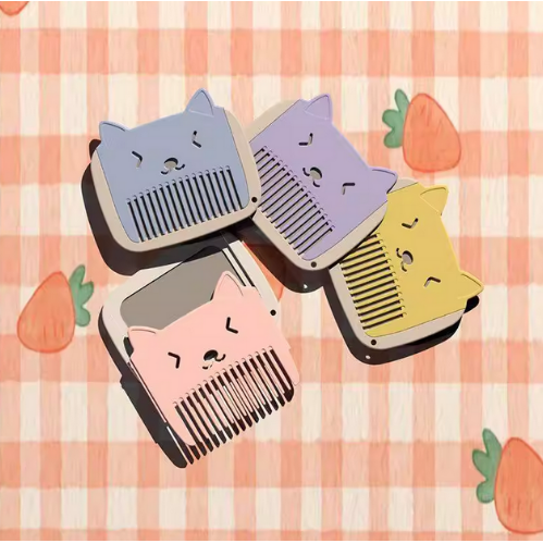 卡通一体便携镜梳套装可爱少女心补妆镜抽拉刘海小梳子