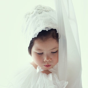 Hanakimi麒美英国女童宝宝胎帽新生儿礼物出院婴儿护卤门帽子