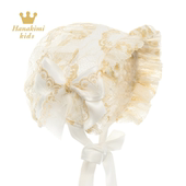 Hanakimi麒美英国婴儿柔软舒适女童宝宝胎帽子波奈特公主蕾丝帽