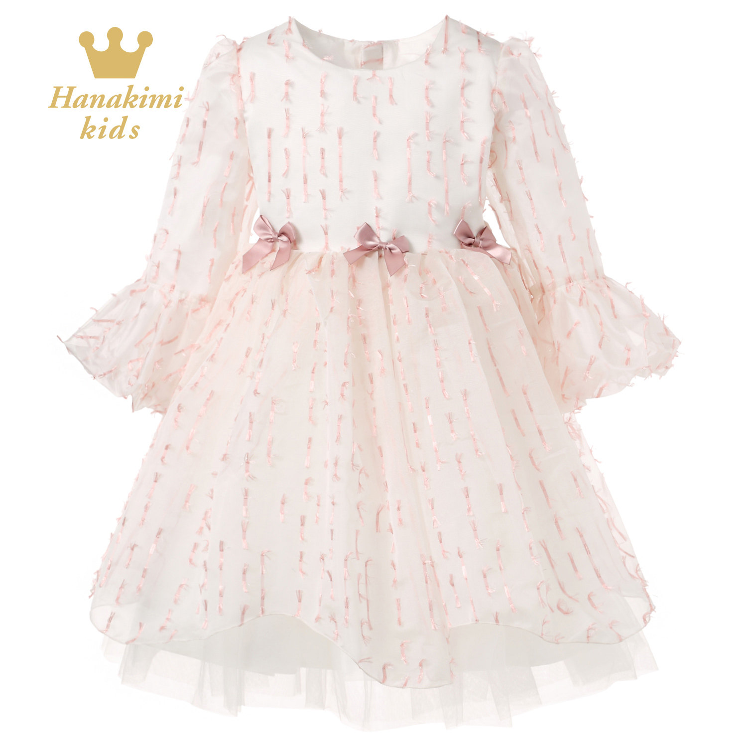 hanakimi英国品牌女童主持人演出服公主蓬蓬裙儿童婚纱花童小礼服