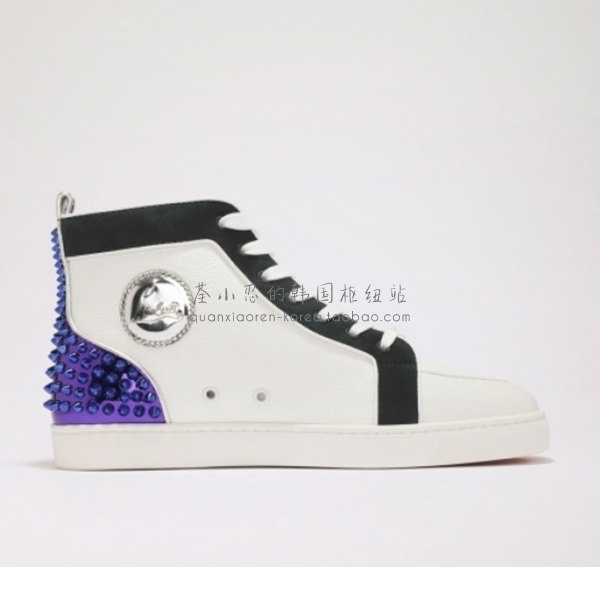 christian louboutin代购 新款cl男鞋 红底鞋 高帮鞋休闲鞋铆钉鞋