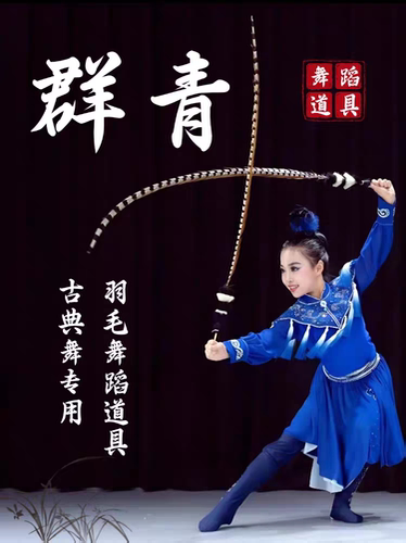 群青翎子舞蹈道具戏曲翎毛翎羽青羽古典舞跳舞专用表演出羽毛服饰