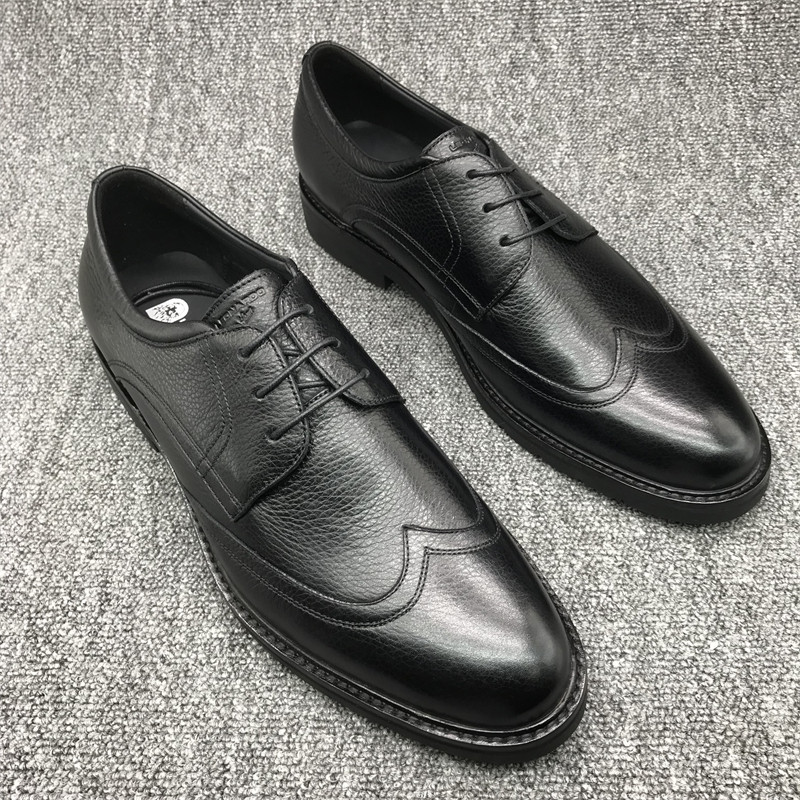 撤柜品牌利奥纳多男鞋圆头摔纹牛皮系带英伦风商务正装布洛克皮鞋