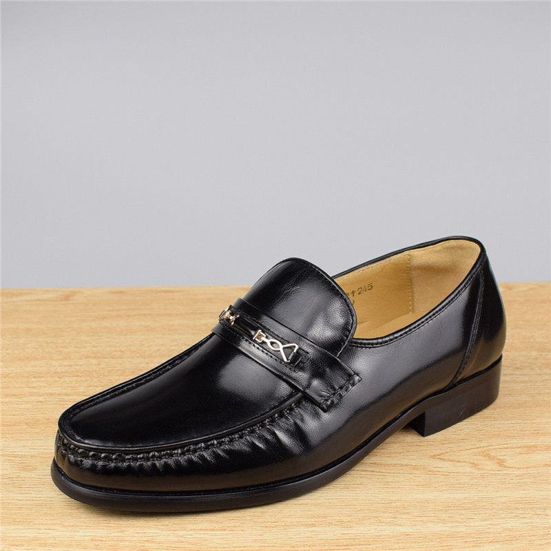 撤柜男鞋春新款真皮打蜡羊皮烧卖头方头套脚时尚英伦商务正装皮鞋