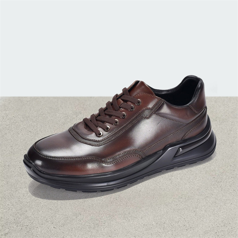 撤柜质感真皮系带休闲男士户外皮鞋英伦青年防滑厚底牛皮运动鞋潮