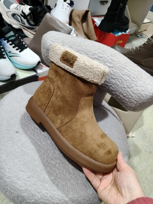 新款冬季女鞋小土豆雪地棉时装靴舒适百搭女鞋棉鞋9913浅咖啡色