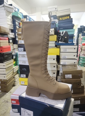 2025年秋冬季新款粗跟方头时尚优雅舒适骑士靴加绒B37928咖色