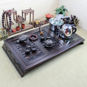 特价黑檀木茶盘茶具整块实木功夫茶具长方形茶海家用茶台抽屉式