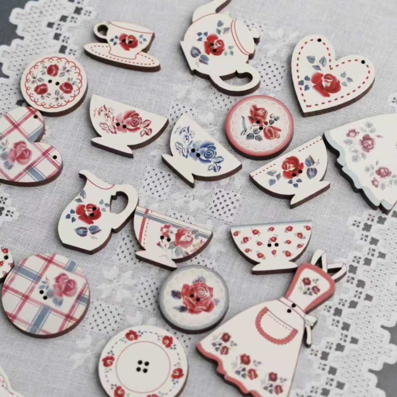 法国 atelier bonheur du jour 木制装饰扣 digoin陶瓷系列1-21