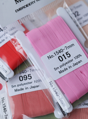 日本mokuba 木马丝带 1540 7mm宽丝带 5米/包 红粉色系 16色