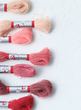 英国进口appletons 100%细羊毛刺绣线 红粉色系 88色