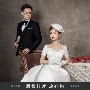 展会婚纱照新样片影楼摄影复古欧式纯色室内景主题客照样照有版权