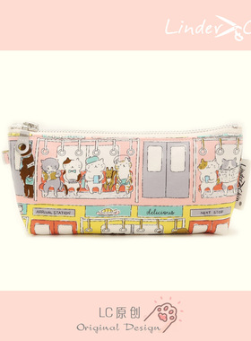 Linder Chin设计师原创可爱手作小众笔袋 全棉布日系猫咪学生礼物