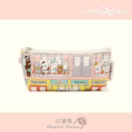 Linder Chin设计师原创可爱手作小众笔袋 全棉布日系猫咪学生礼物