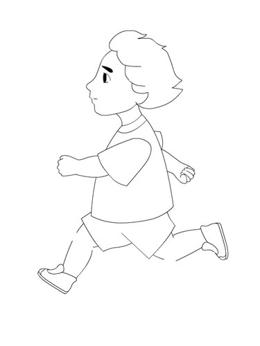 线条版侧面人物跑步动作男2补间动画运动规律flash源文件animate