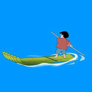 划竹排的小人水上划竹筏人物动作flash动画源文件