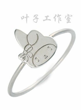 美乐蒂兔子925纯银戒指