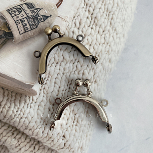 4CM半圆双耳迷你小口金浅金/银色无孔口金