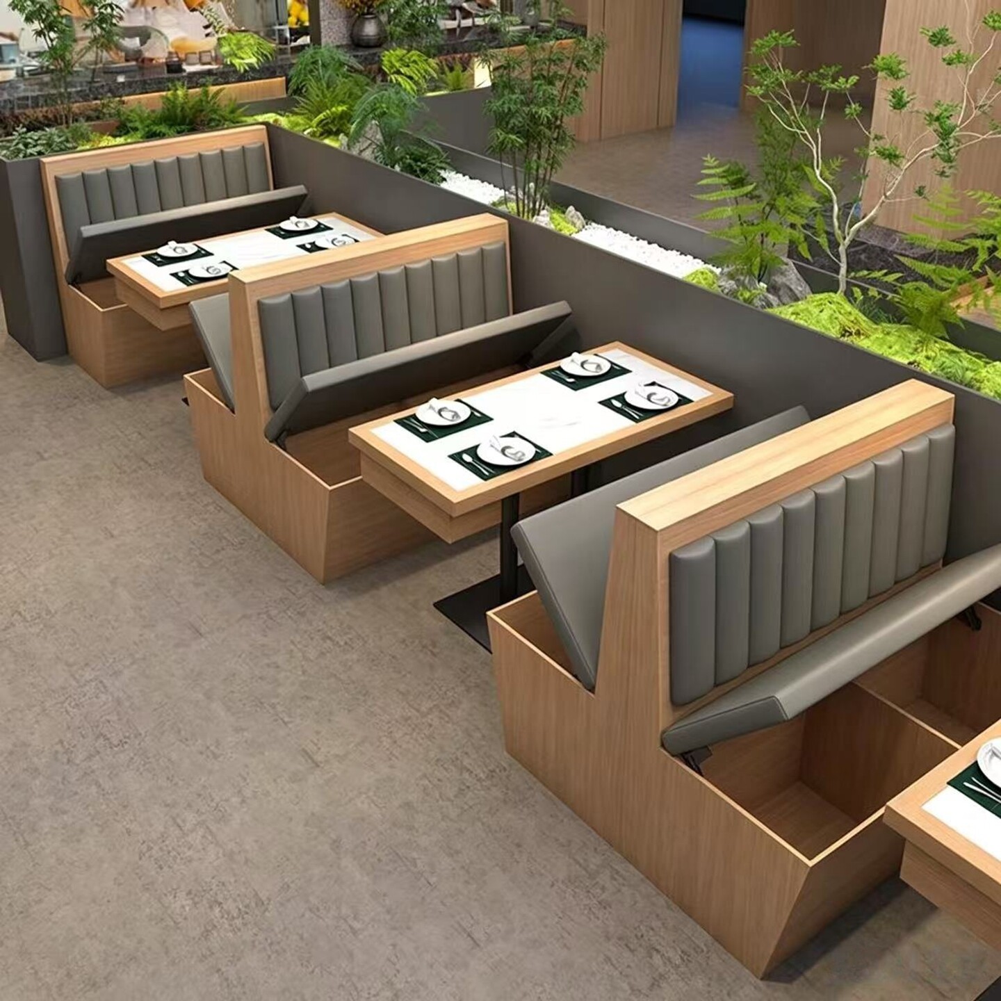 定制储物卡座餐厅半圆卡座沙发商用快餐店饭店面馆餐饮店桌椅组合