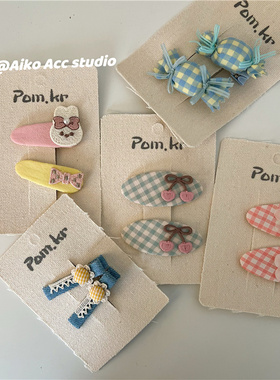AIKO ACC韩国春夏糖果兔兔碎花格子花朵樱桃格子发夹组合碎发夹